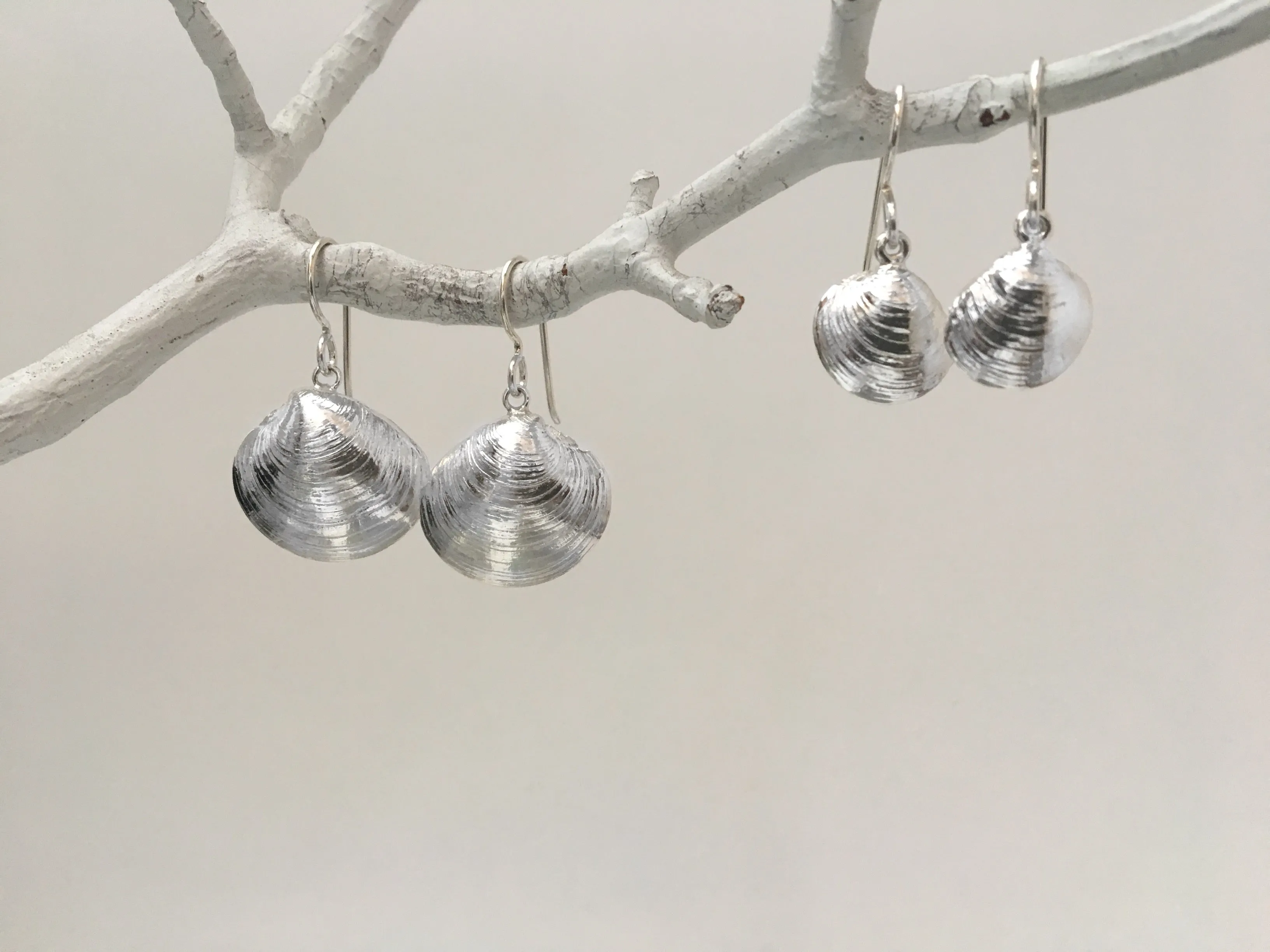 Tiny Clam Dangle Earrings