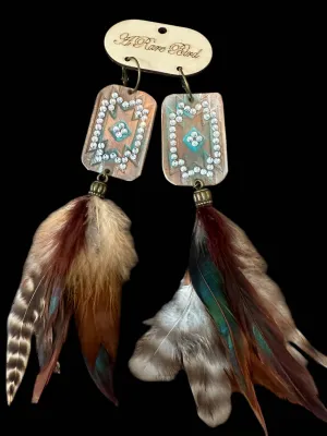 Tooled Leather Feather Rare Bird Earrings