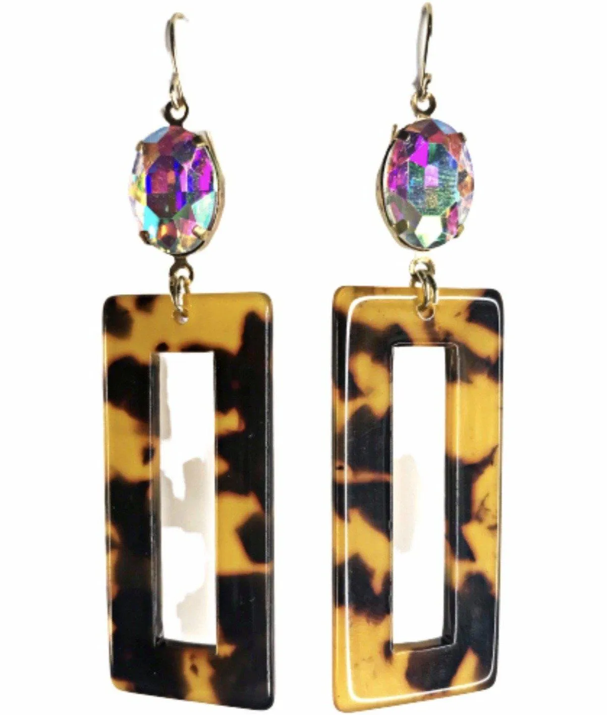 Tortoise Acetate with AB Crystal Earrings