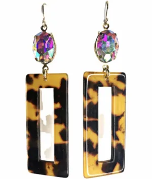 Tortoise Acetate with AB Crystal Earrings