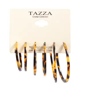 TORTOISE SHELL ACETATE RESIN SET OF 3 GOLD POST EARRINGS #SQ315-09067438 (AD20)