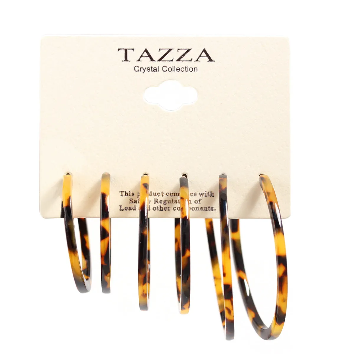TORTOISE SHELL ACETATE RESIN SET OF 3 GOLD POST EARRINGS #SQ315-09067438 (AD20)