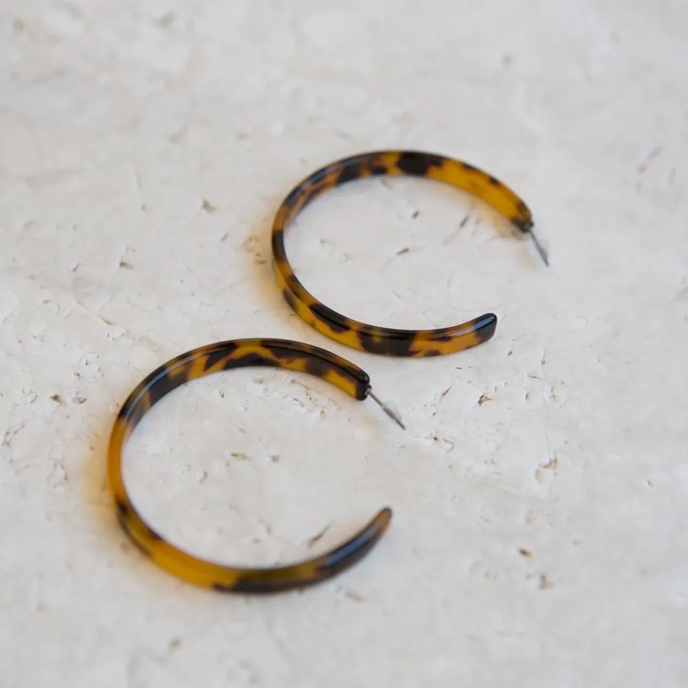 Tortoise Shell Hoop Earrings (Medium)