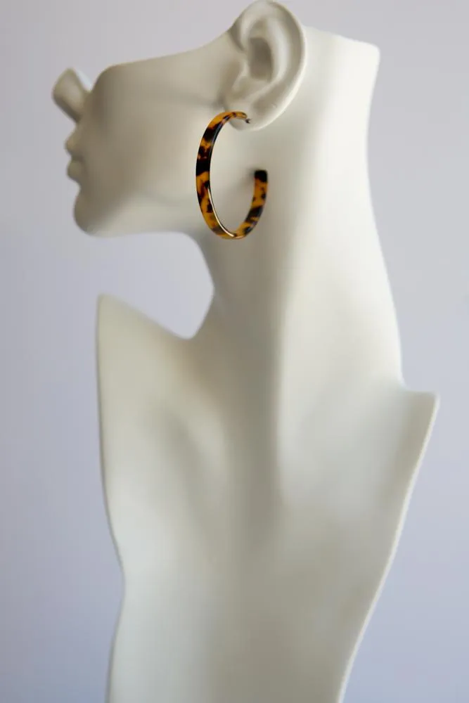Tortoise Shell Hoop Earrings (Medium)