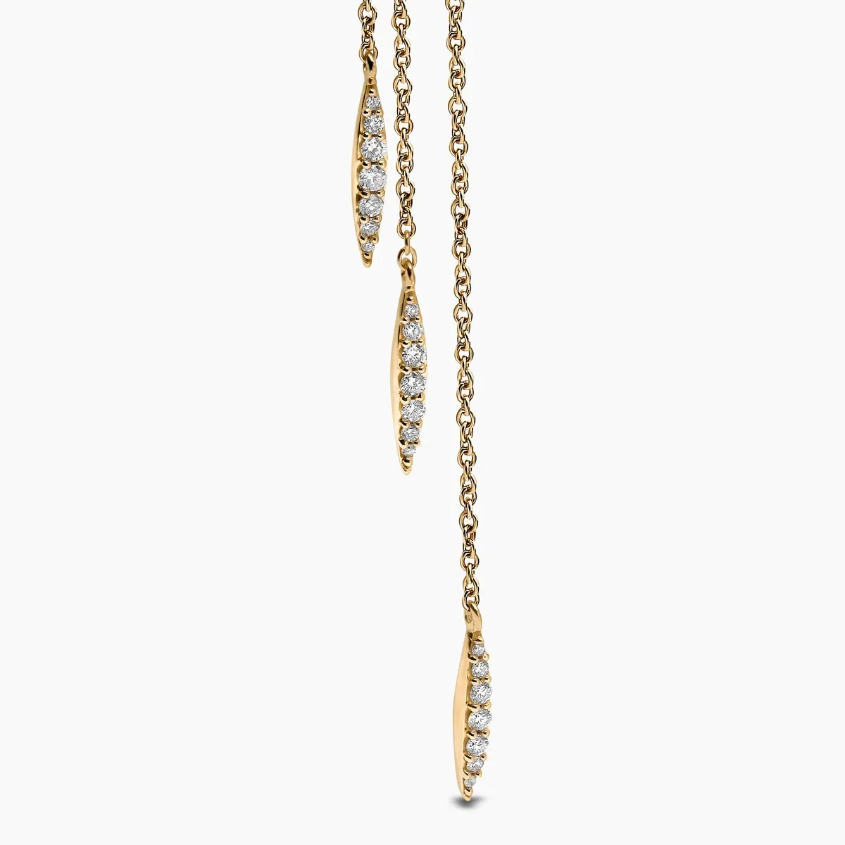 Trend 18K Gold Freshwater Pearl and Diamond Feather Chain Earrings