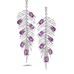 Trinity 18K Spinel Feather Drop Earrings