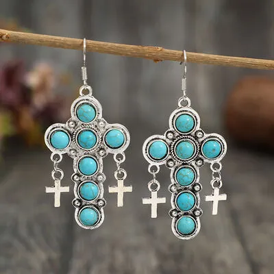 Triple Cross Turquoise Criss Cross Shape Earrings