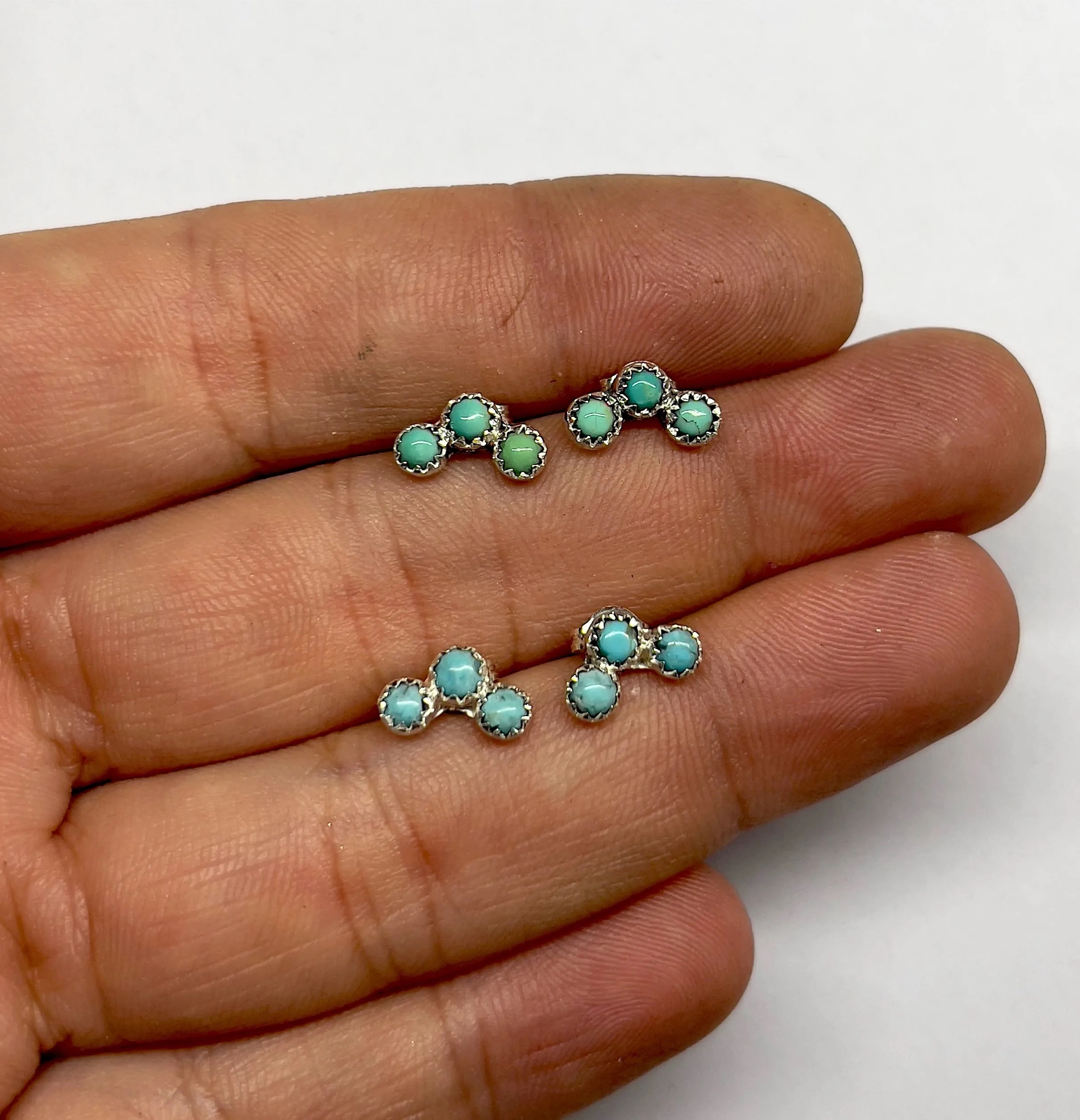 Triple Turquoise Studs pair