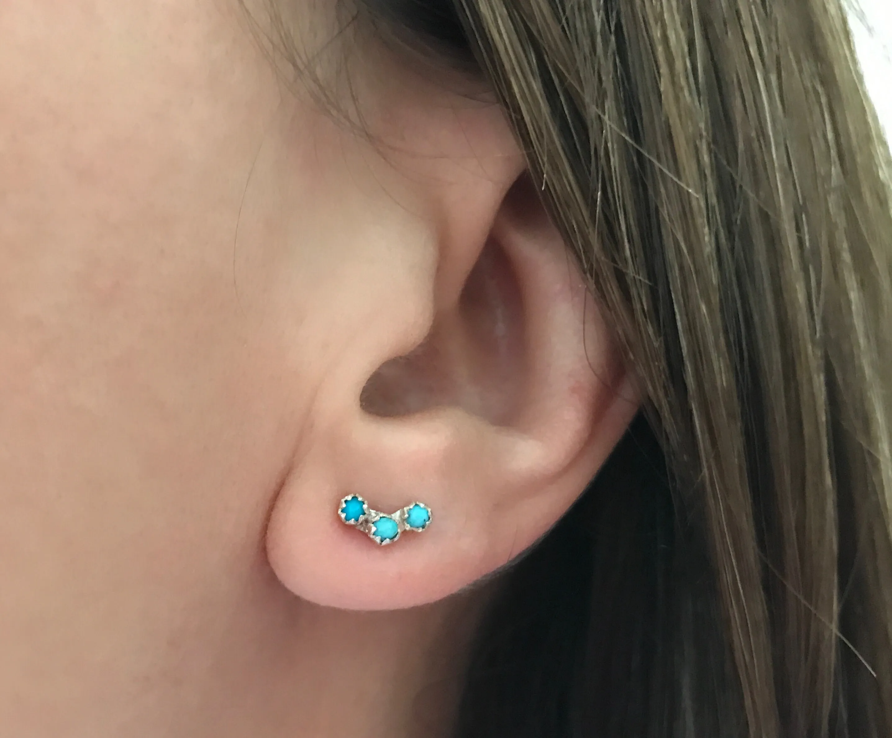 Triple Turquoise Studs pair