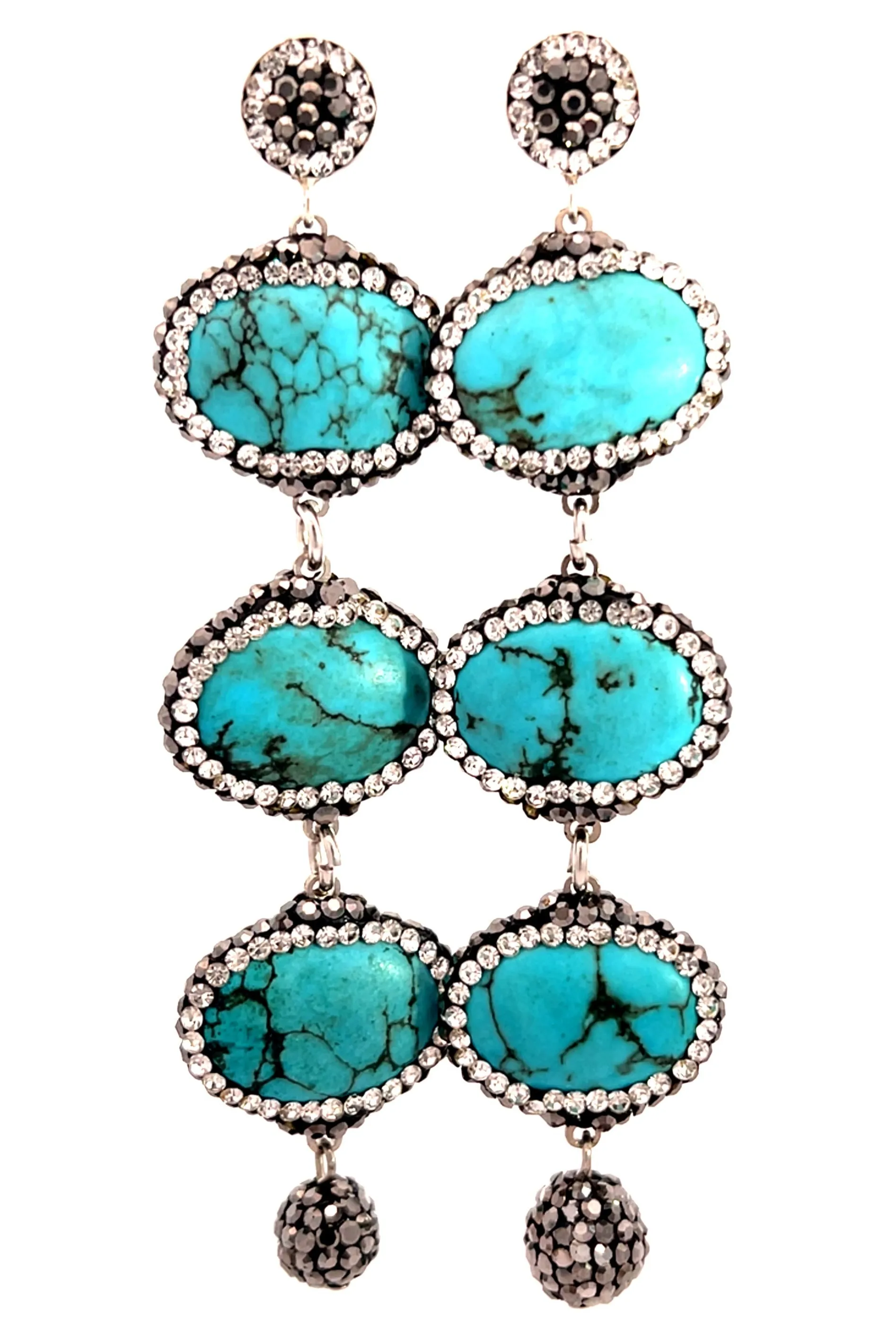 Turquoise 925 Sterling Silver Multi Drop Earring