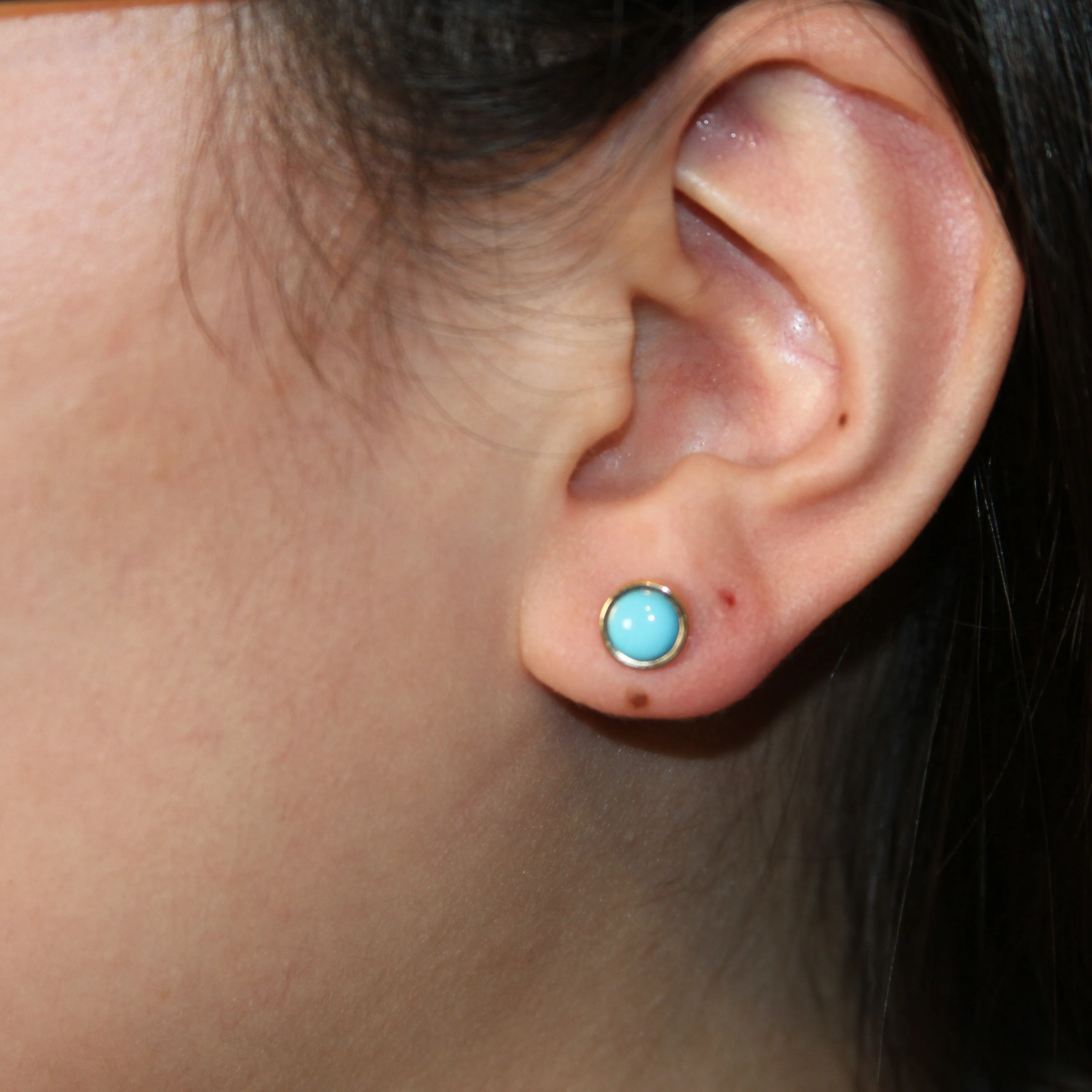 Turquoise Bezel Studs Earrings