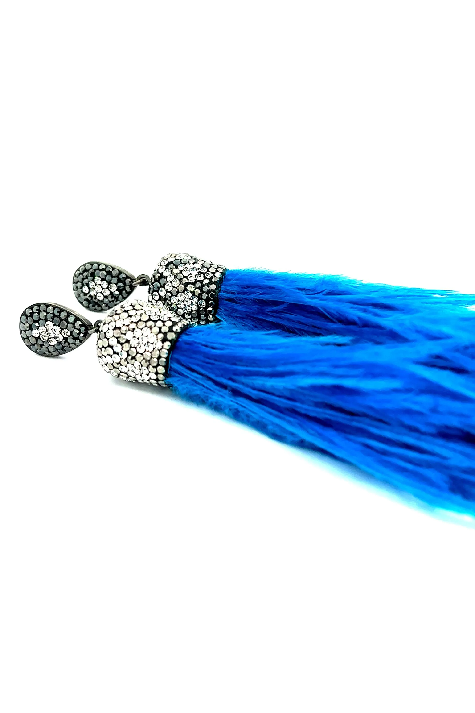 Turquoise Blue Feather Sterling Silver Statement Earring