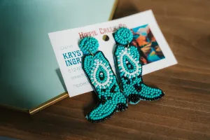 Turquoise Boot Beaded Earrings