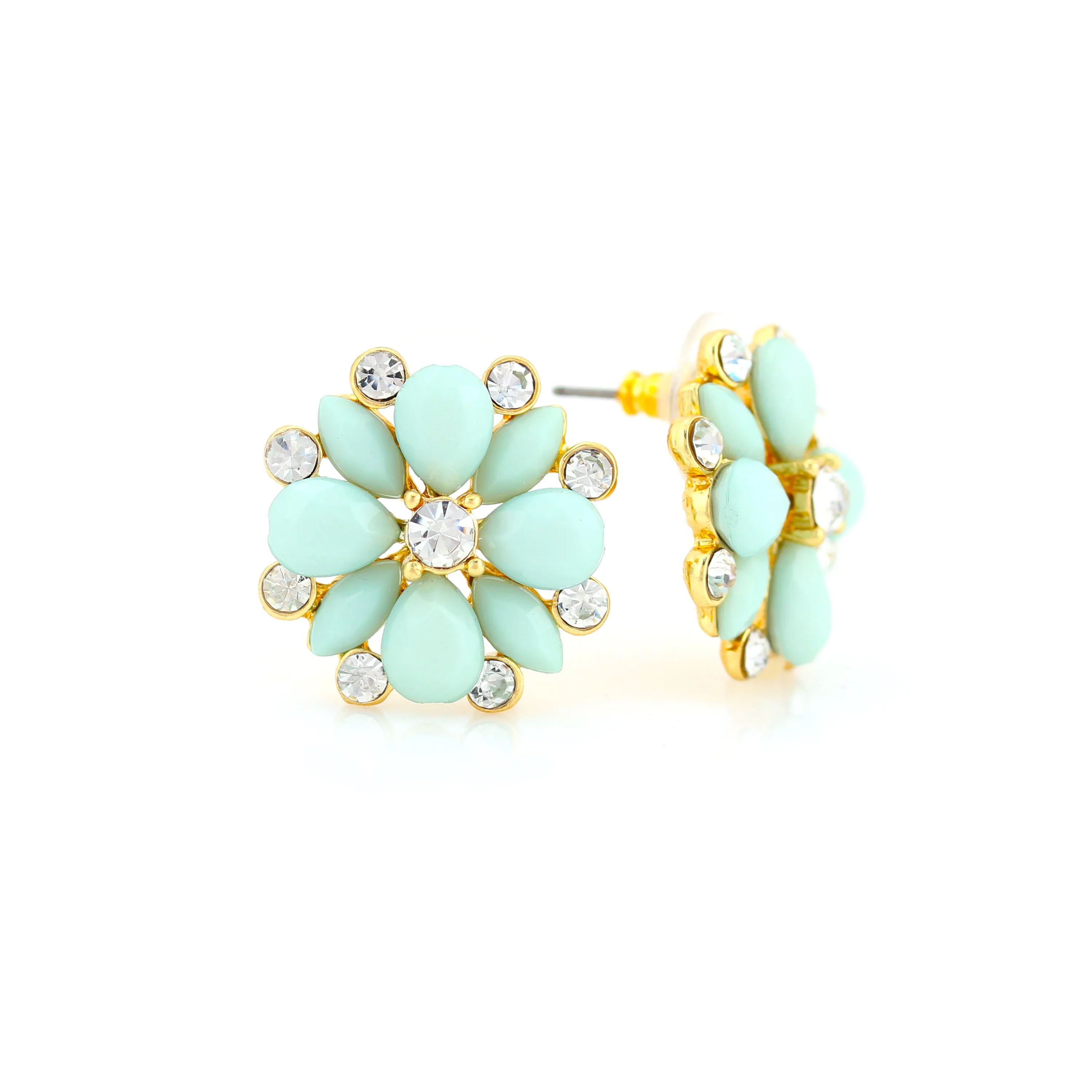 TURQUOISE CRYSTAL STUD  EARRINGS #ADX6800118 (SHD12)