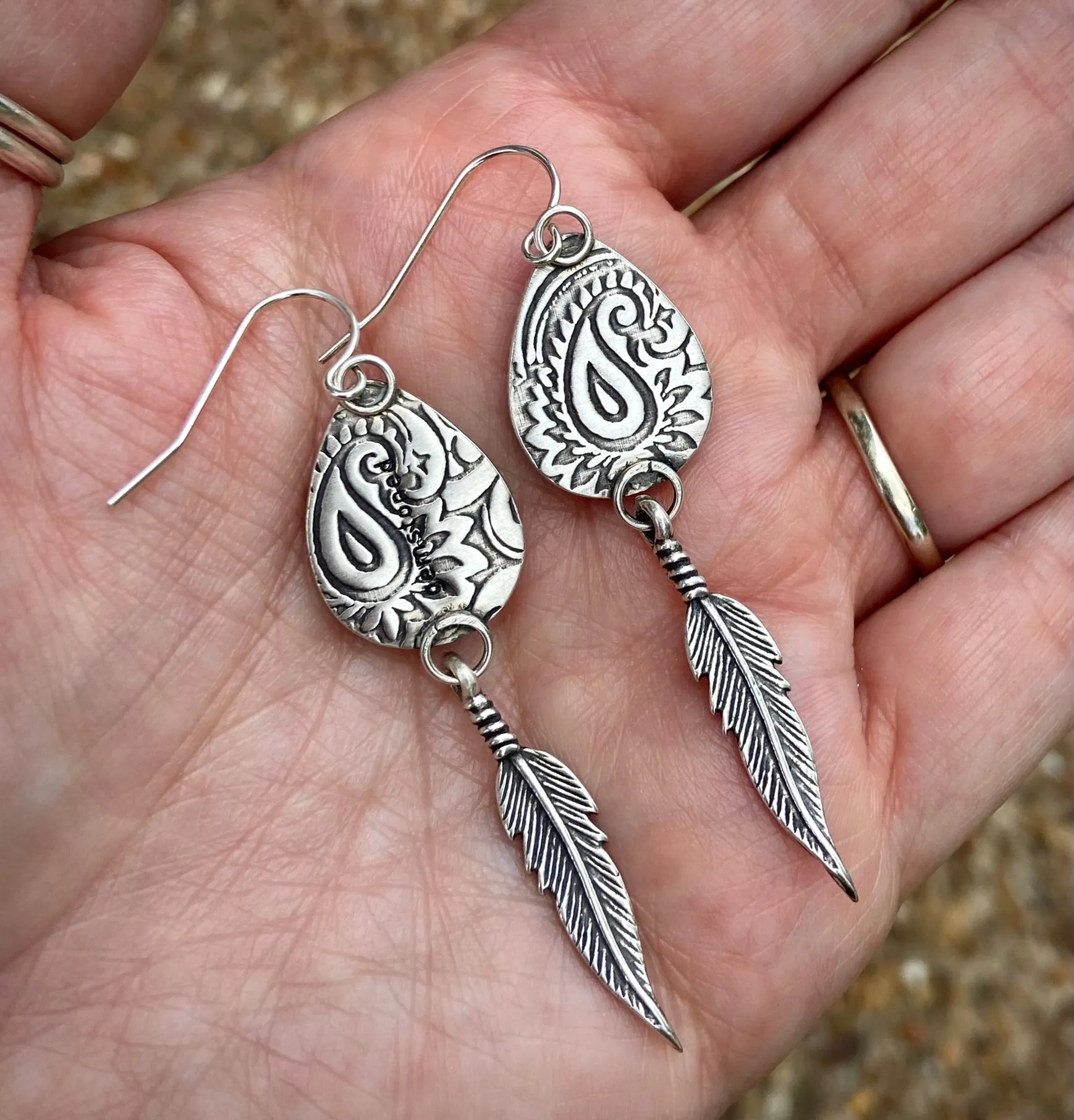 Turquoise Feather Drop Earrings
