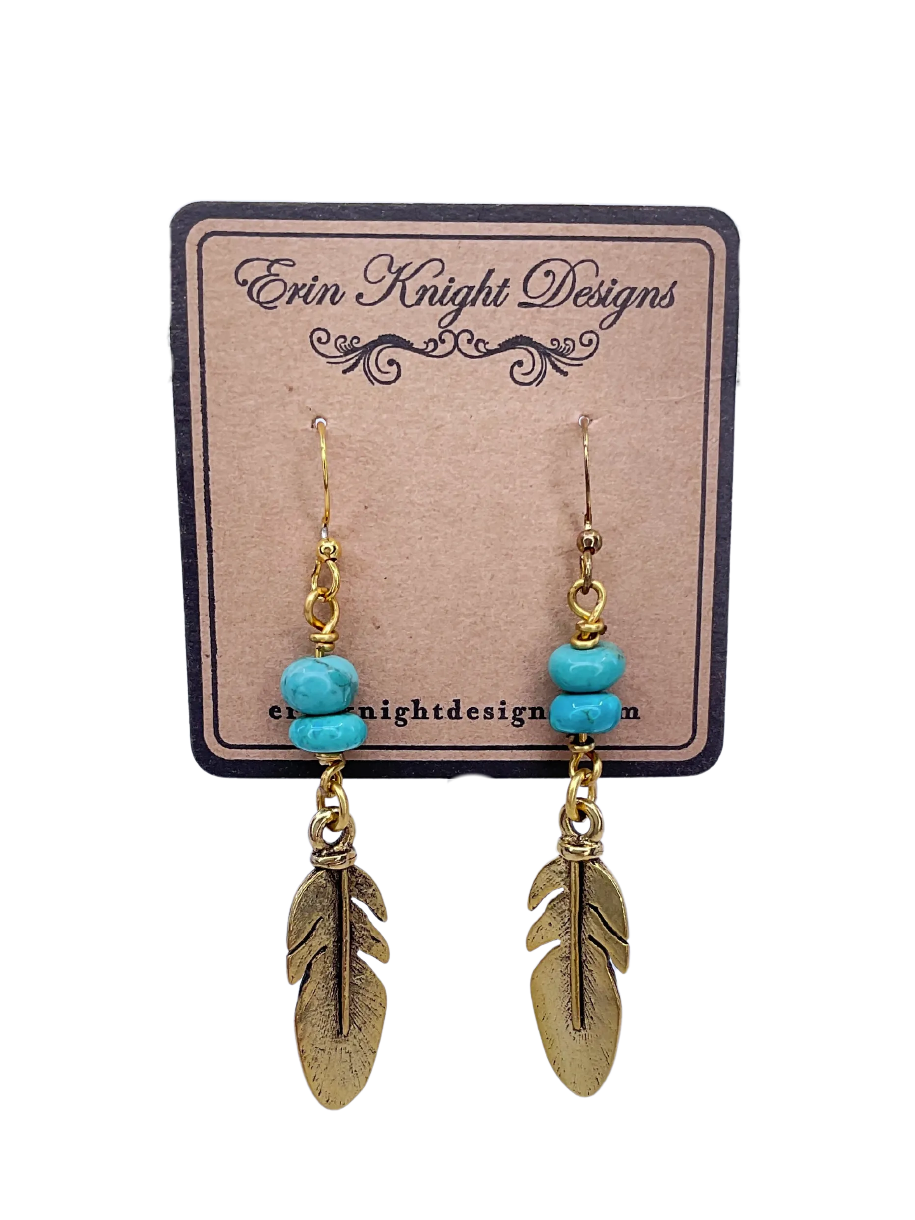Turquoise Feather Earrings