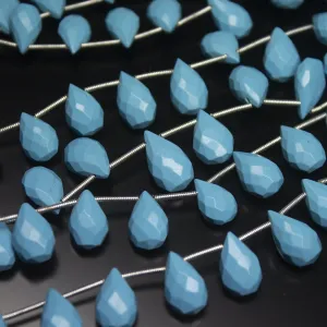 Turquoise Magnesite Faceted Pear Drops, Faceted Beads Natural Faceted Beads 13-14mm, 8 inch