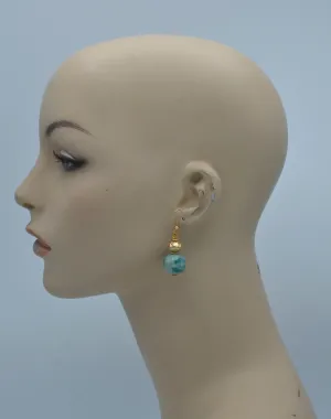 Turquoise Marble ceramic beads drop earrings #FWNK-2206-004-ER