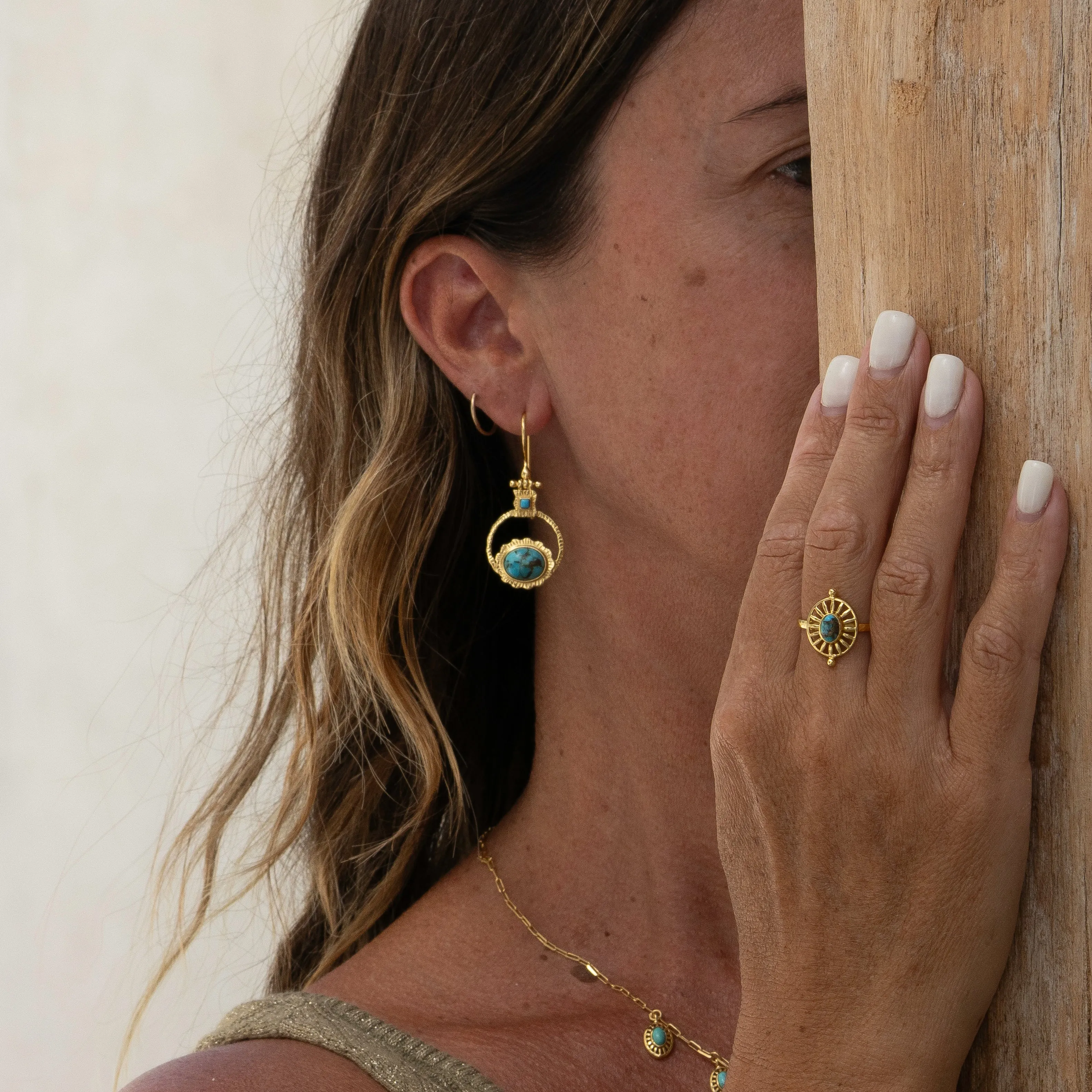 Turquoise Nephthys Gold Drops