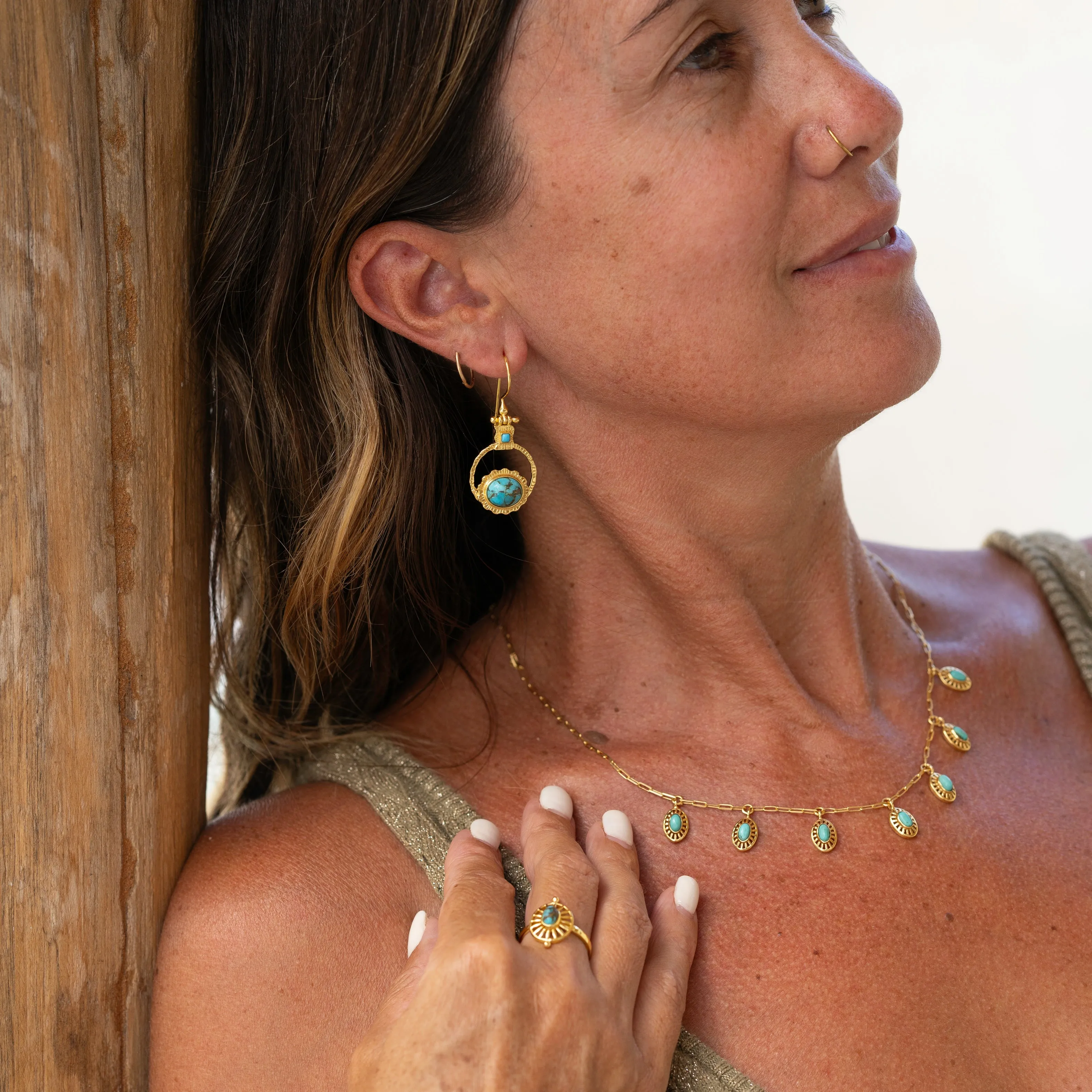 Turquoise Nephthys Gold Drops