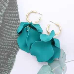 Turquoise Petal Dangle Fun Fashion Earrings | Turquoise Headshot Earrings | 607131