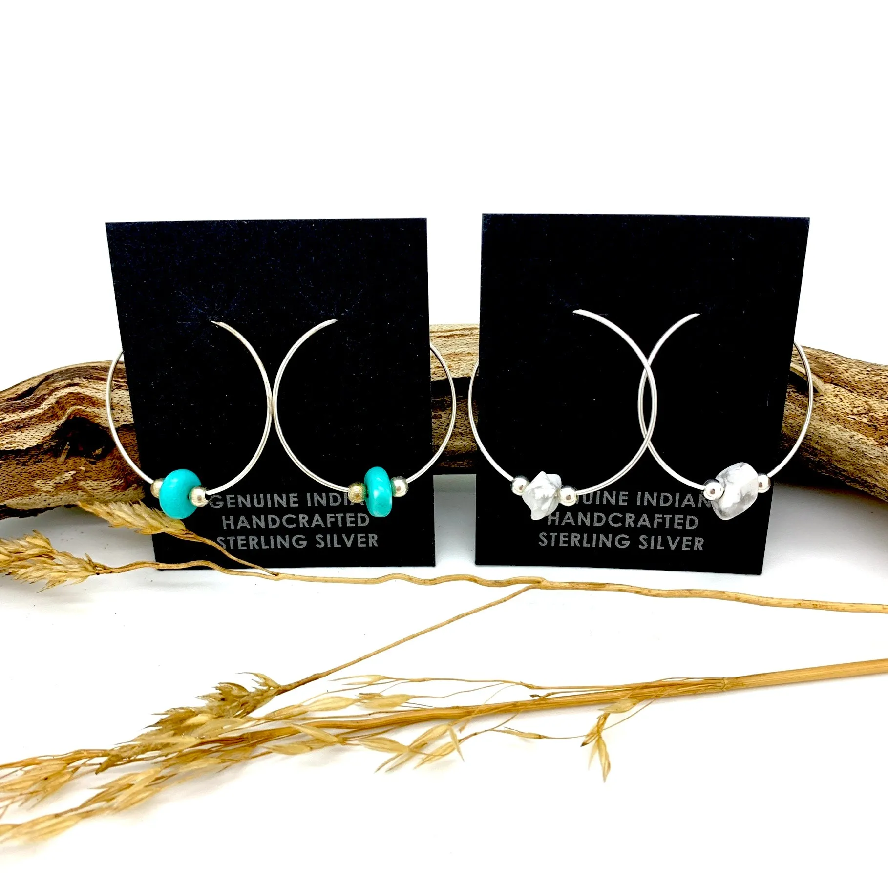 Turquoise Stone Hoops