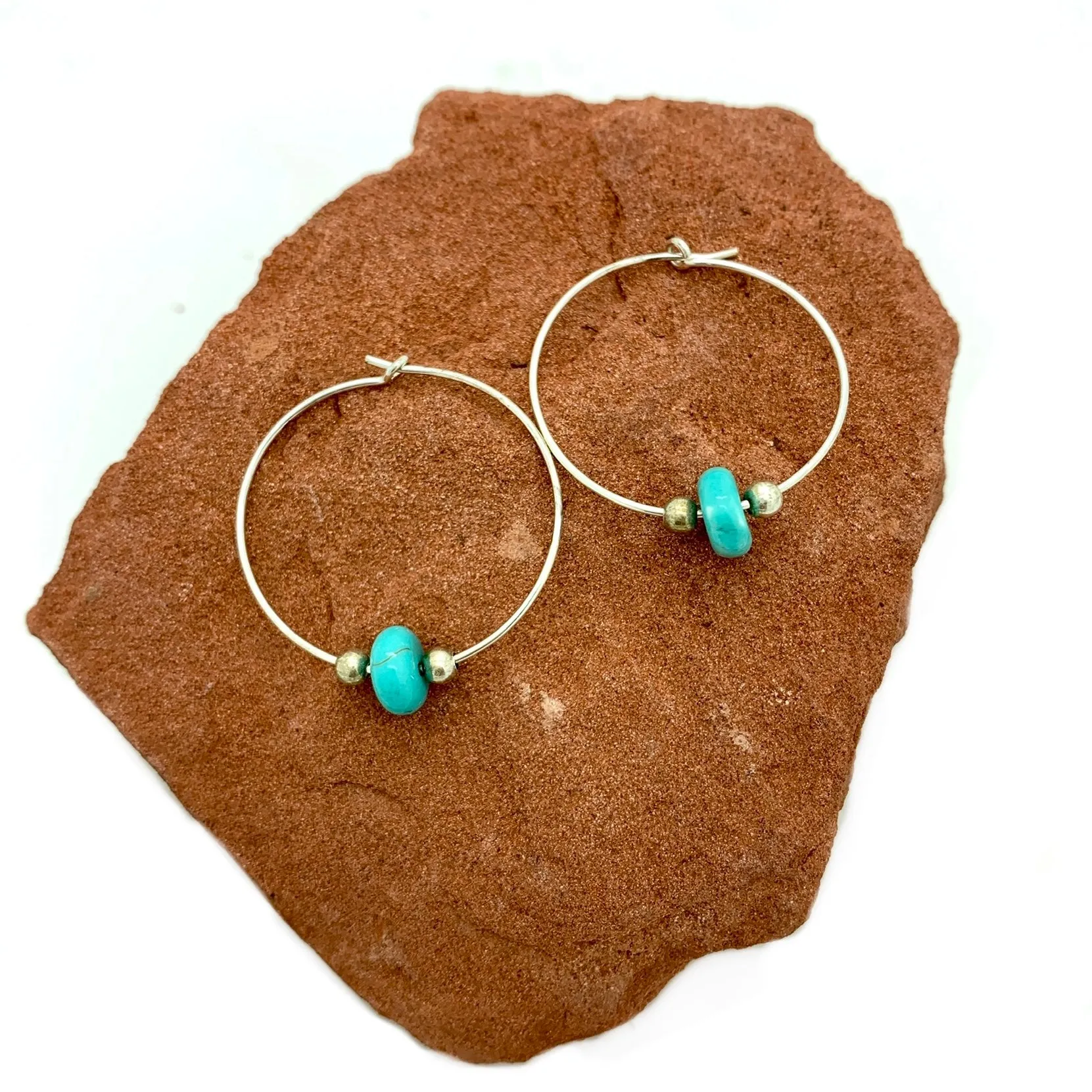 Turquoise Stone Hoops