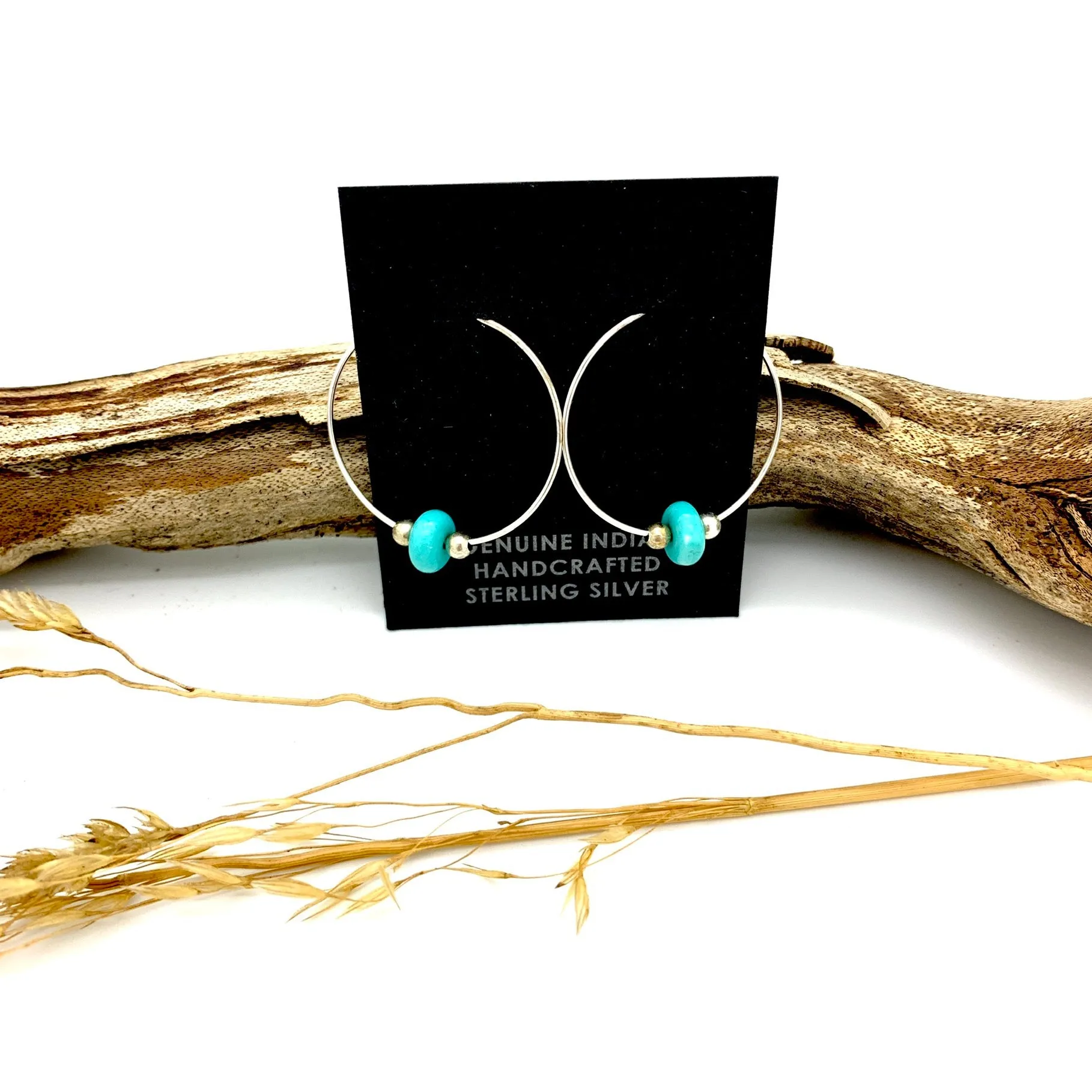 Turquoise Stone Hoops