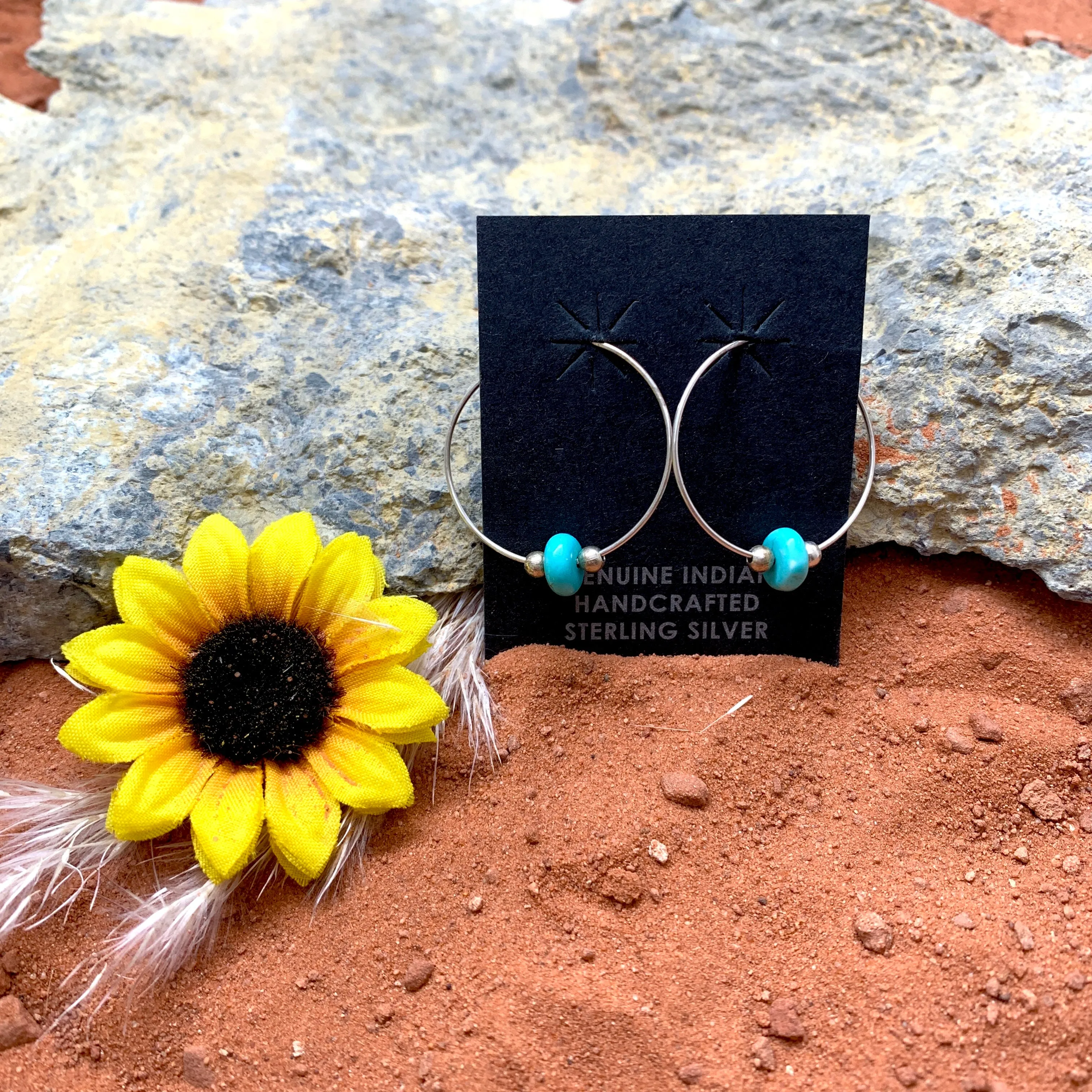 Turquoise Stone Hoops