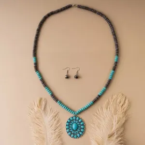 Turquoise Stone Pendant necklace set
