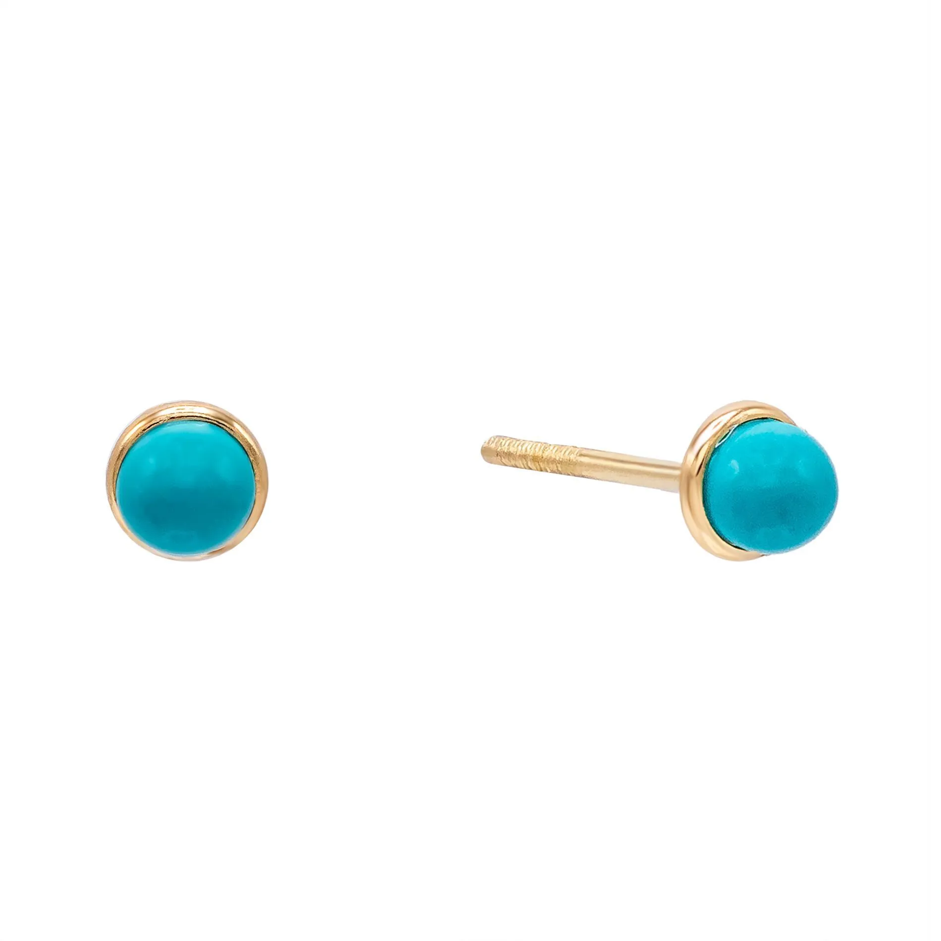 Turquoise Stud Earring 14K