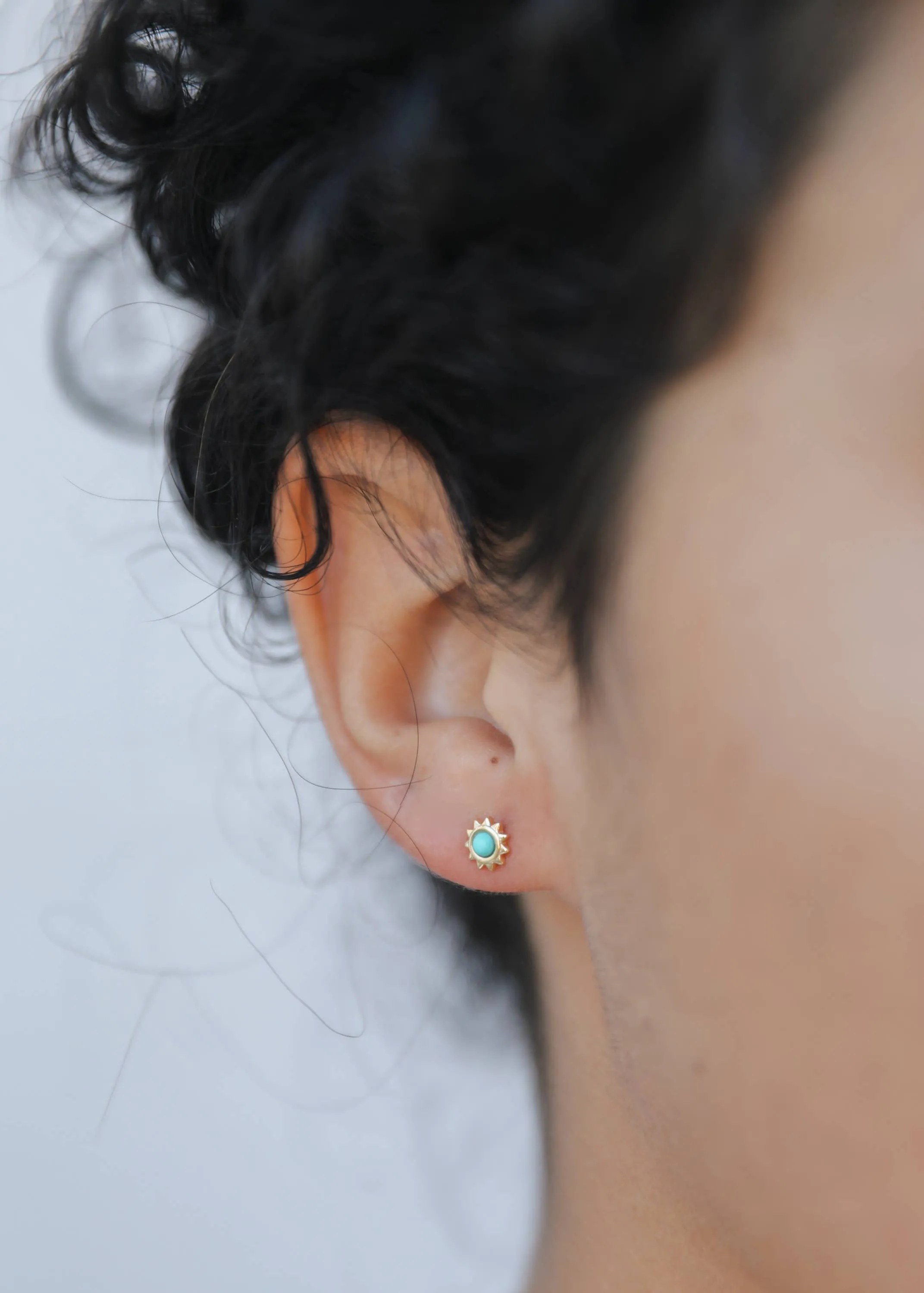 Turquoise Sun Stud Earrings