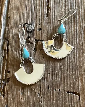 Turquoise Teardrop Fan Earring