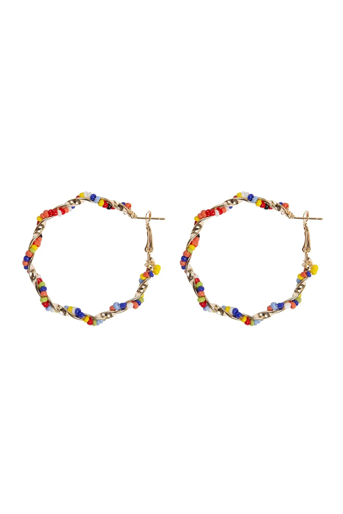 TWISTED SEED BEADS HOOP EARRINGS