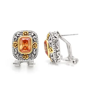 TWO TONE FILIGREE CHAMPAGNE CRYSTAL EARRINGS #11772ERCHM (FE23)