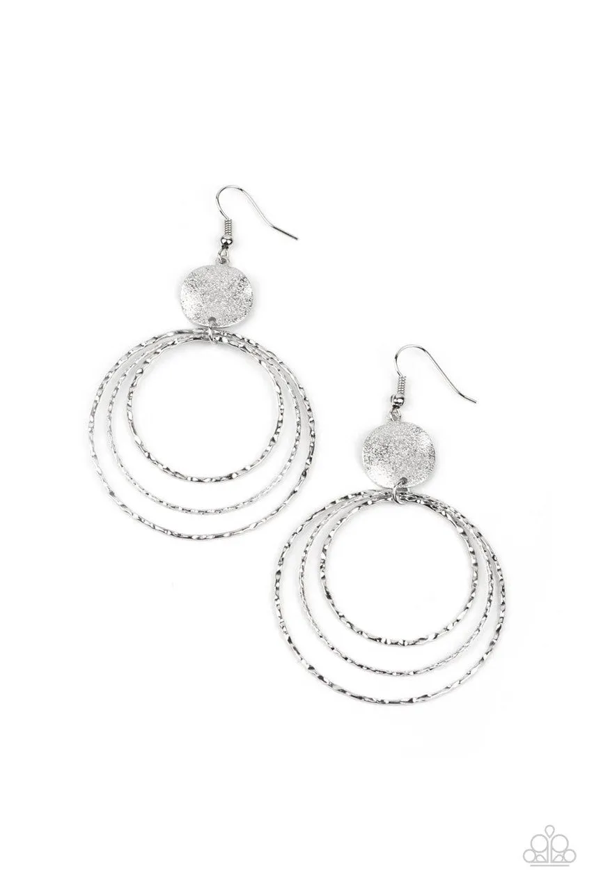 Universal Rehearsal Silver Paparazzi Earrings