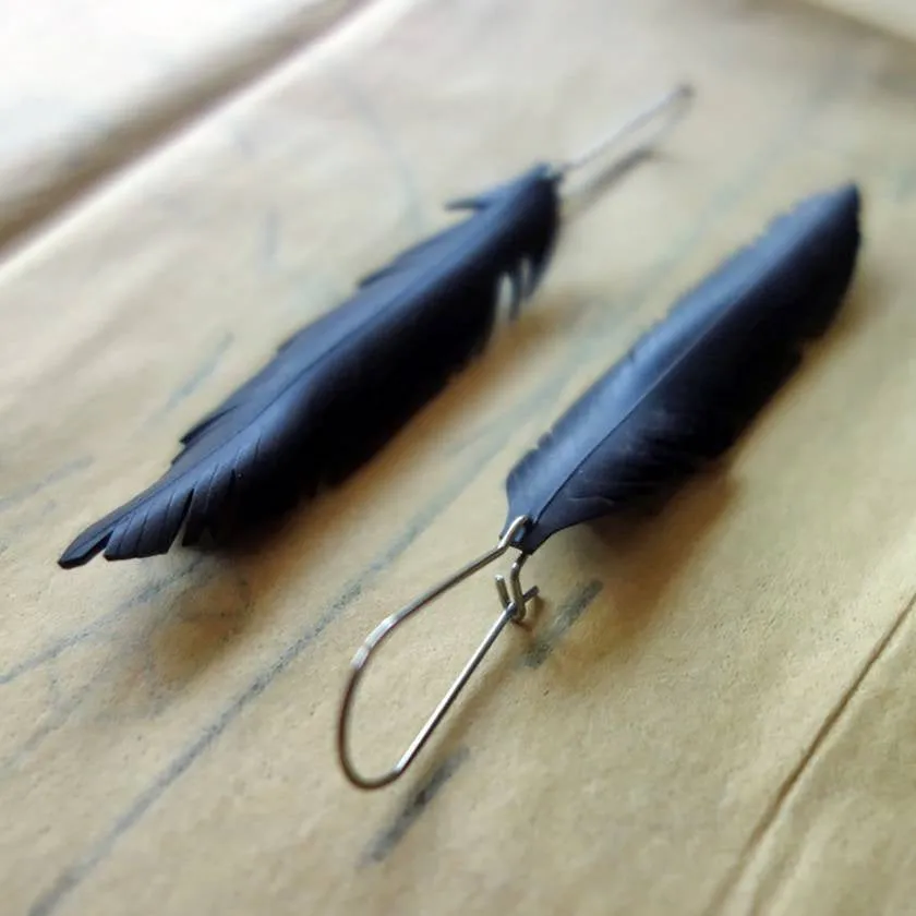 Upcycled Feather Earrings Plain