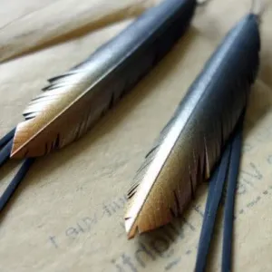 Upcycled Feather earrings with strands - SHINE
