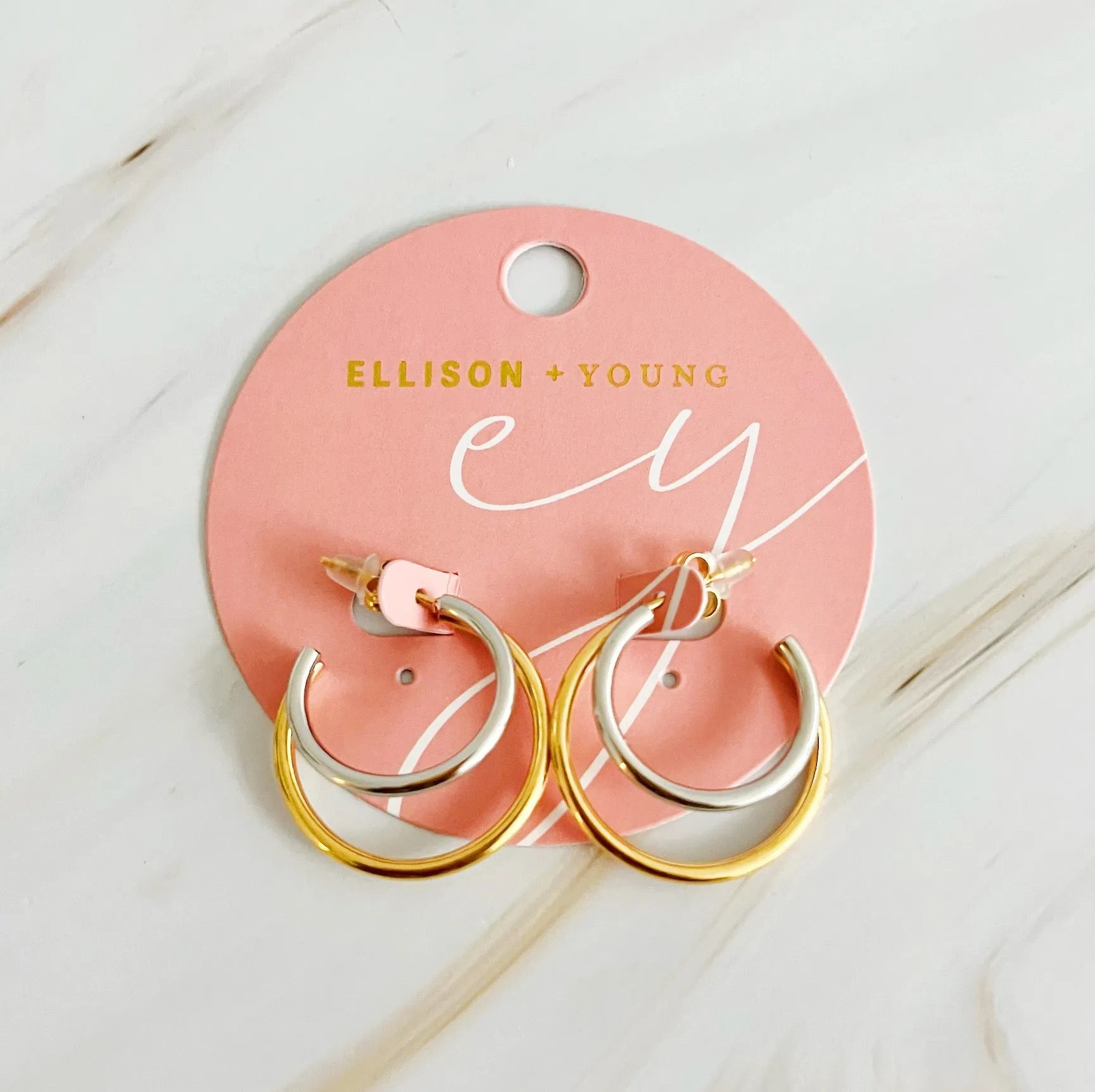 Uptown Two Tone Hoop Earrings