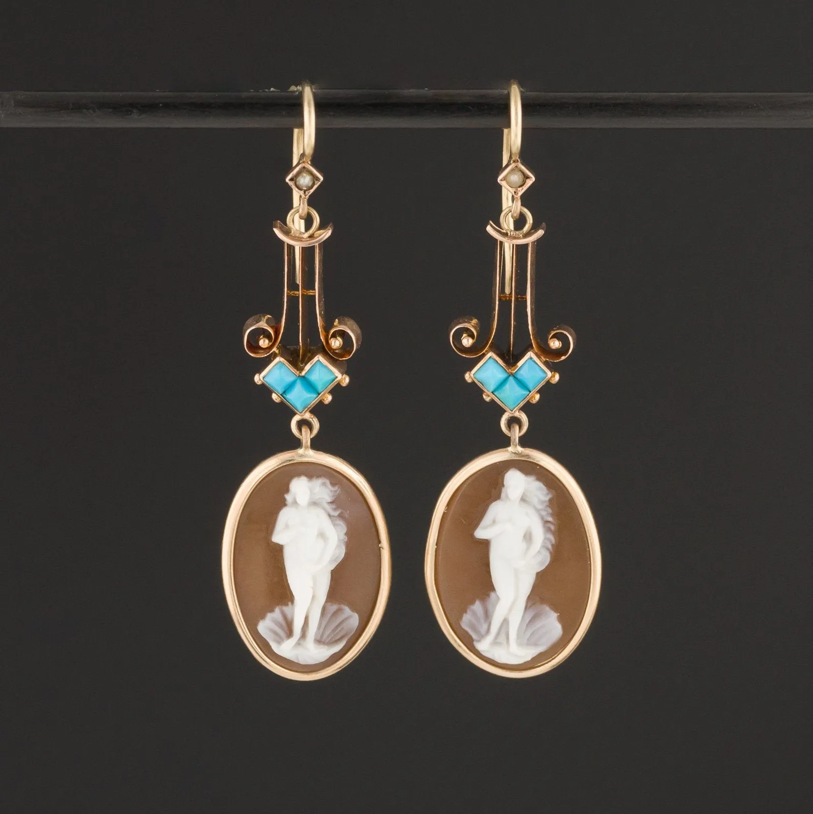 Venus Cameo Earrings | Turquoise & Carved Shell Cameo Earrings