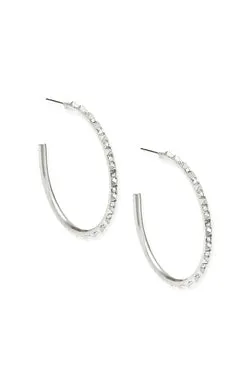 Veronica Hoop Earrings Rhodium Iridescent Crystal