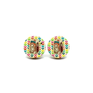 Vintage Camera Wooden Earrings