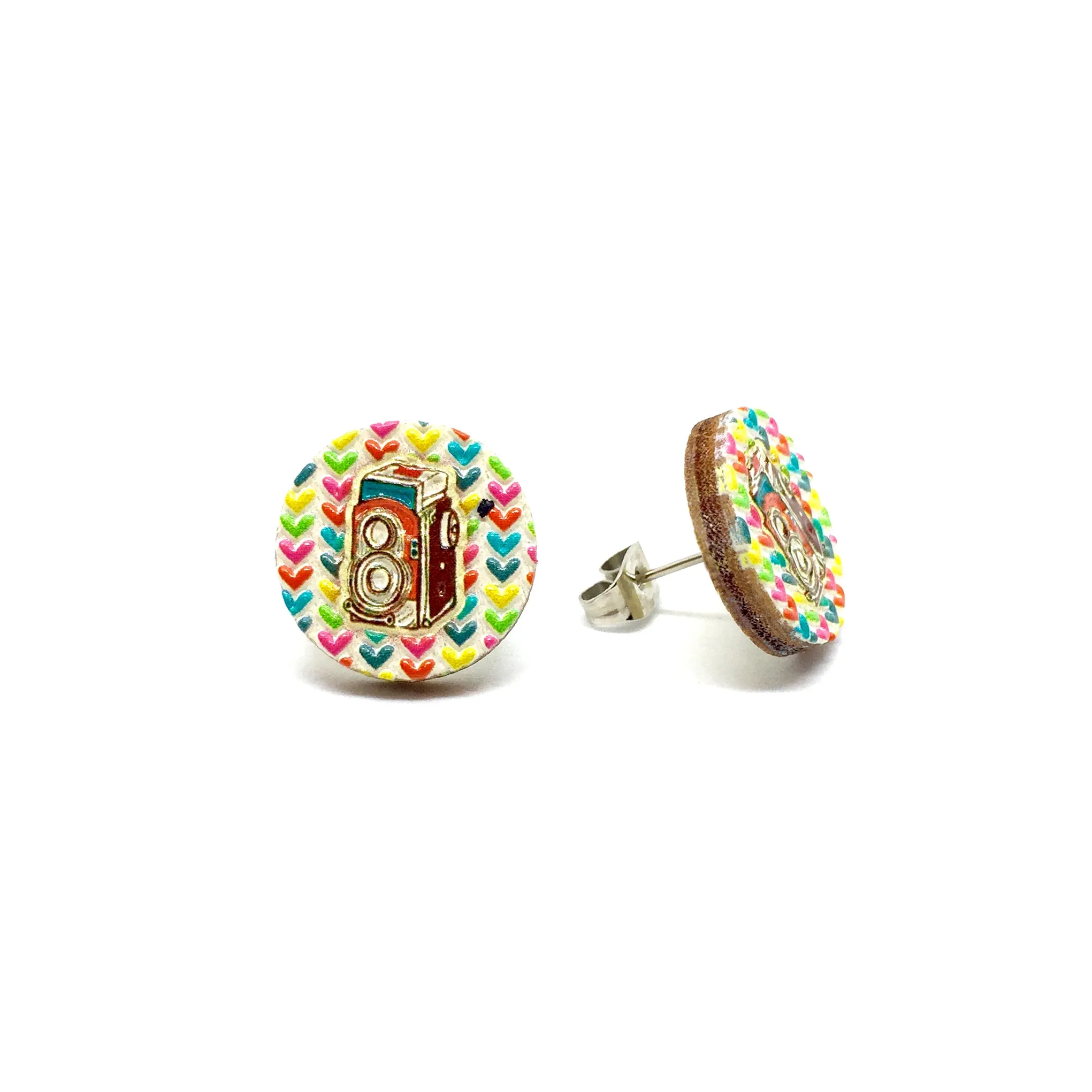 Vintage Camera Wooden Earrings