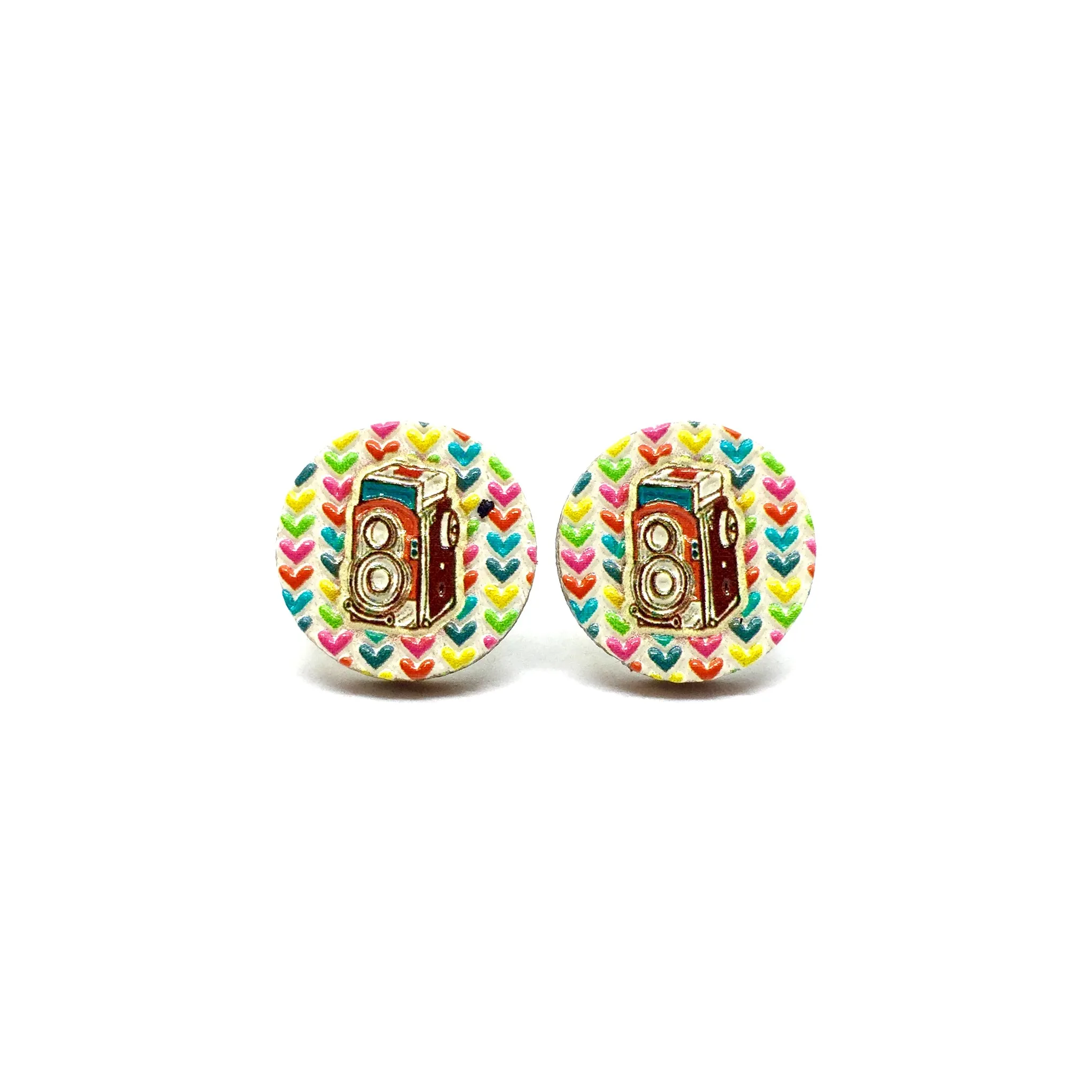 Vintage Camera Wooden Earrings