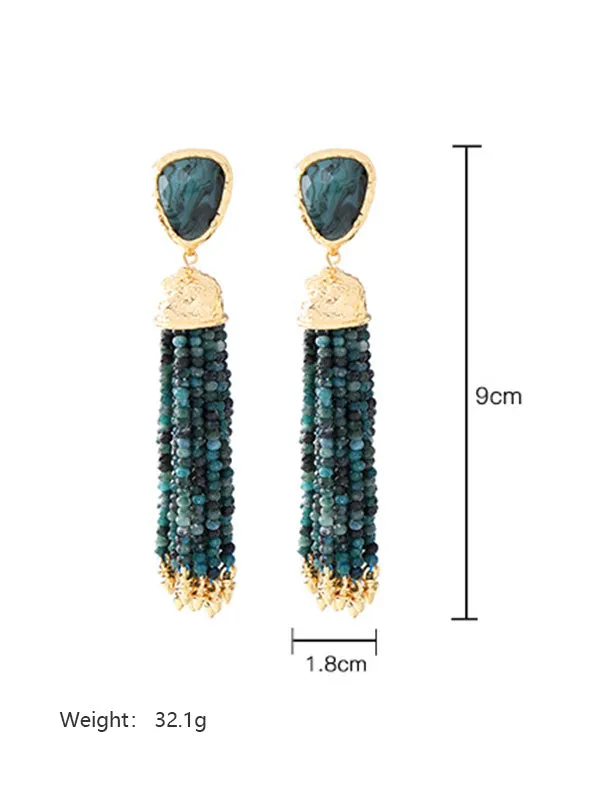 Vintage Exaggerated Bead Tassel Earrings