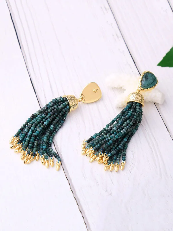 Vintage Exaggerated Bead Tassel Earrings