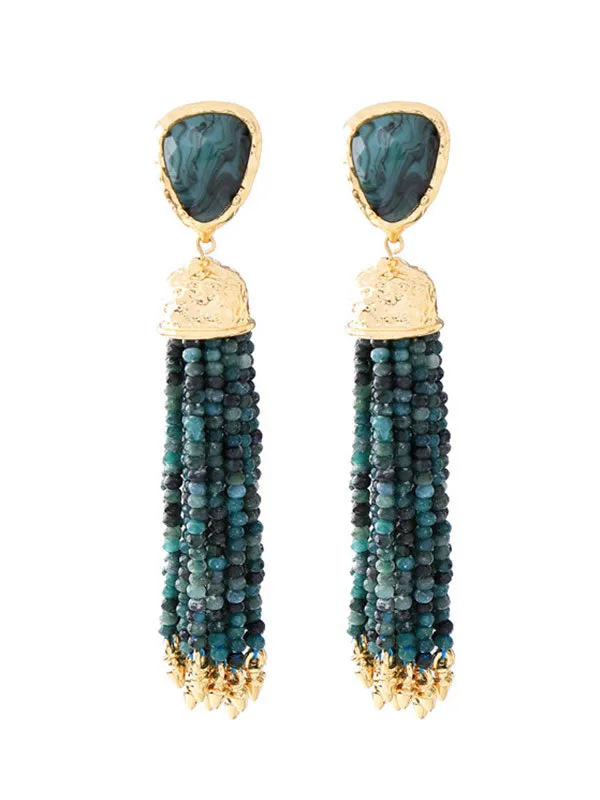 Vintage Exaggerated Bead Tassel Earrings