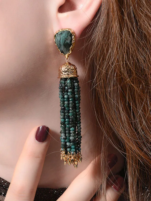 Vintage Exaggerated Bead Tassel Earrings