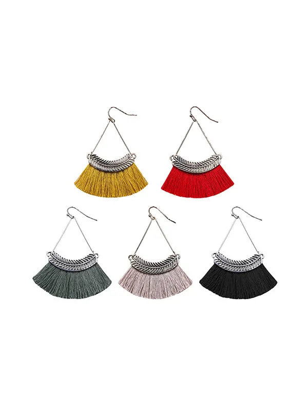 Vintage Fan-shaped Tassel Earrings
