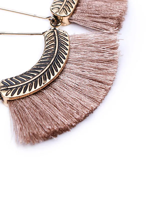Vintage Fan-shaped Tassel Earrings